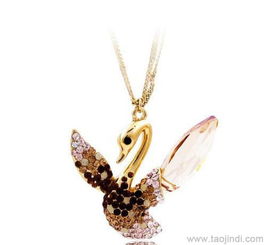 精品水晶香檳色滿鉆小天鵝毛衣鏈 價格、廠家、圖片與工藝禮品解析